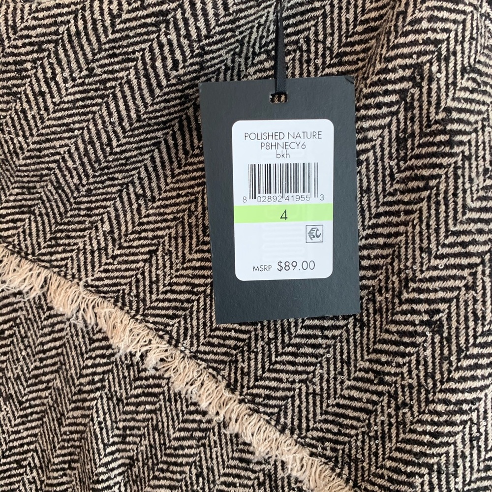 DKNY Asymmetrical Tweed Wool Beige Black Women’s Skirt Size 4 NWT - Picture 6 of 7